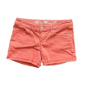 Express Jeans Peach Mini Cotton Denim Jean Casual Shorts EUC 0